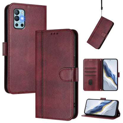 Line Splicing Buckle Retro Leather Phone Case, For OnePlus Nord N20 5G, For OnePlus Nord N200 5G, For OnePlus 9R / OnePlus 8T