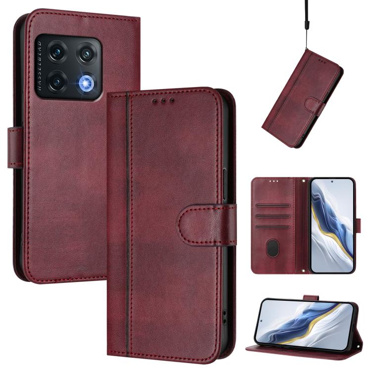 Line Splicing Buckle Retro Leather Phone Case, For OnePlus 10R / OnePlus Ace, For OnePlus Nord CE 2 5G, For OnePlus 10 Pro