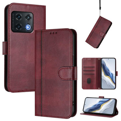 Line Splicing Buckle Retro Leather Phone Case, For OnePlus 10R / OnePlus Ace, For OnePlus Nord CE 2 5G, For OnePlus 10 Pro