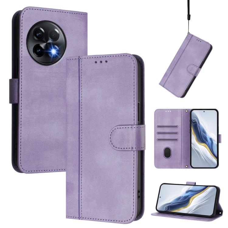 Line Splicing Buckle Retro Leather Phone Case, For OnePlus 11R, For Oneplus 11, For OnePlus Nord CE 3