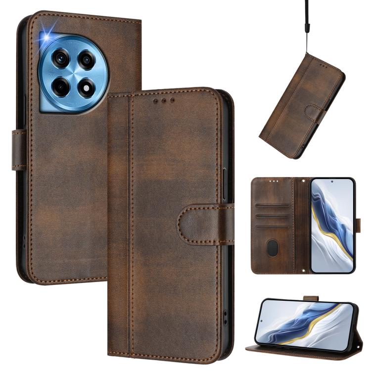 Line Splicing Buckle Retro Leather Phone Case, For OnePlus 12, For OnePlus Nord CE 3 Lite / Nord N30, For Oneplus Nord 3 / OnePlus Ace 2V