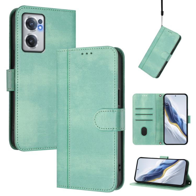 Line Splicing Buckle Retro Leather Phone Case, For OnePlus 10R / OnePlus Ace, For OnePlus Nord CE 2 5G, For OnePlus 10 Pro