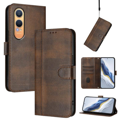 Line Splicing Buckle Retro Leather Phone Case, For OnePlus Nord 4, For OnePlus Nord CE4 Lite India, For OnePlus Nord CE 2 Lite 5G / Nord 2 Lite