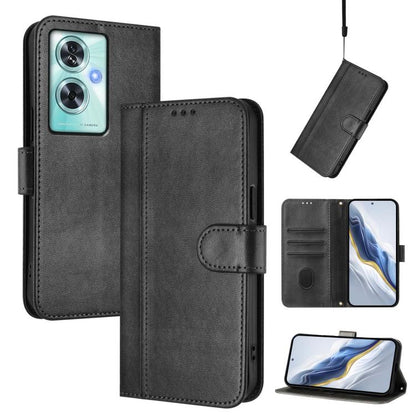 Line Splicing Buckle Retro Leather Phone Case, For OnePlus Nord CE4, For OnePlus Nord N30 SE, For OnePlus 12R