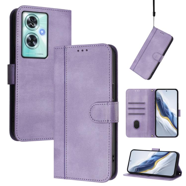 Line Splicing Buckle Retro Leather Phone Case, For OnePlus Nord CE4, For OnePlus Nord N30 SE, For OnePlus 12R