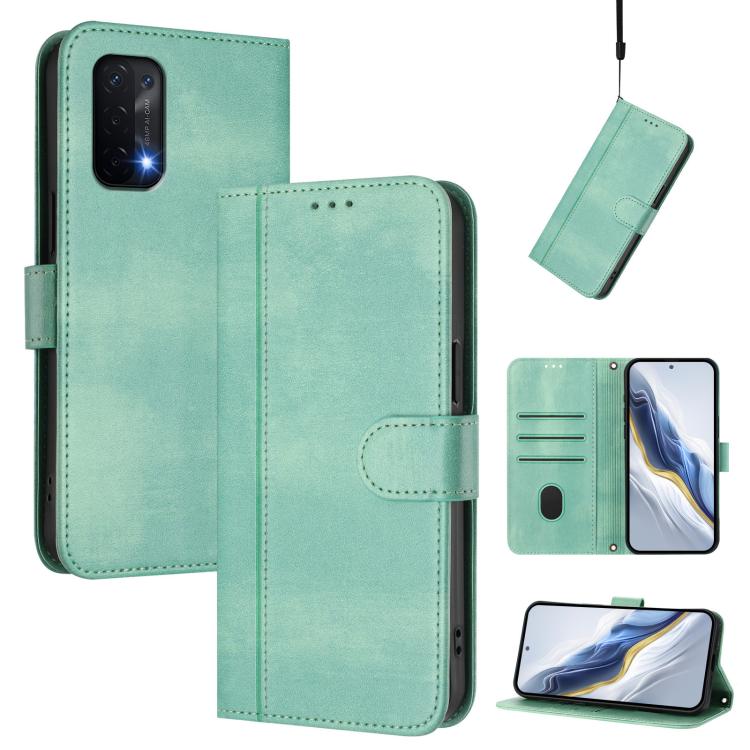 Line Splicing Buckle Retro Leather Phone Case, For OnePlus Nord N20 5G, For OnePlus Nord N200 5G, For OnePlus 9R / OnePlus 8T