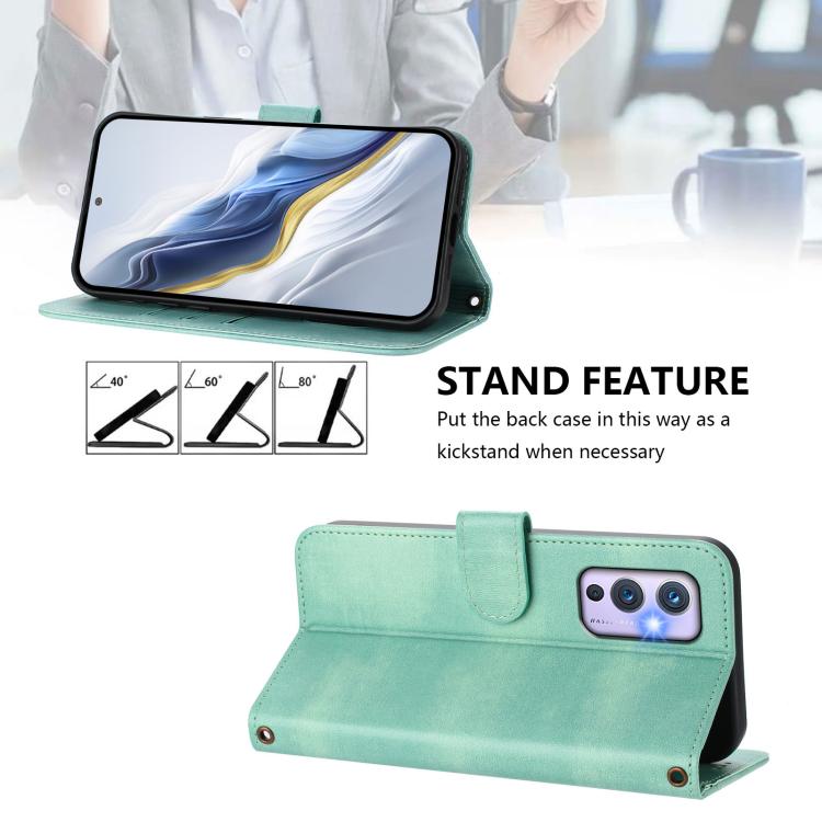 Line Splicing Buckle Retro Leather Phone Case, For OnePlus 9, For OnePlus Nord N10 5G