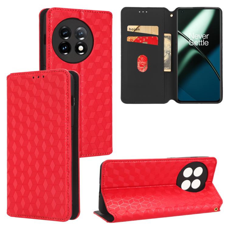 Cubic Grid Texture Flip Leather Phone Case, For OnePlus 11R / OnePlus Ace 2, For OnePlus Nord N300, For OnePlus Nord CE 2 Lite 5G, For OnePlus Nord CE 2 5G