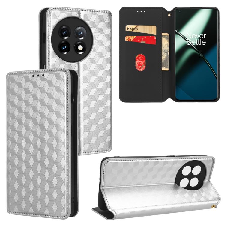 Cubic Grid Texture Flip Leather Phone Case, For OnePlus 11R / OnePlus Ace 2, For OnePlus Nord N300, For OnePlus Nord CE 2 Lite 5G, For OnePlus Nord CE 2 5G