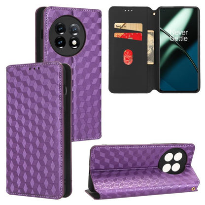 Cubic Grid Texture Flip Leather Phone Case, For OnePlus 11R / OnePlus Ace 2, For OnePlus Nord N300, For OnePlus Nord CE 2 Lite 5G, For OnePlus Nord CE 2 5G