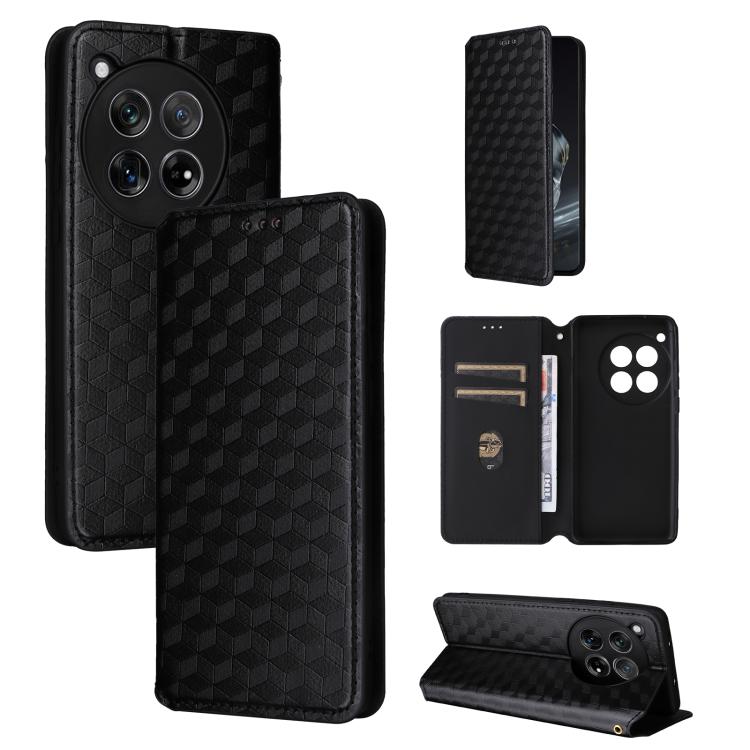 Cubic Grid Texture Flip Leather Phone Case, For OnePlus Ace 3V, For OnePlus Nord CE4, For OnePlus 12R / Ace 3, For OnePlus 12