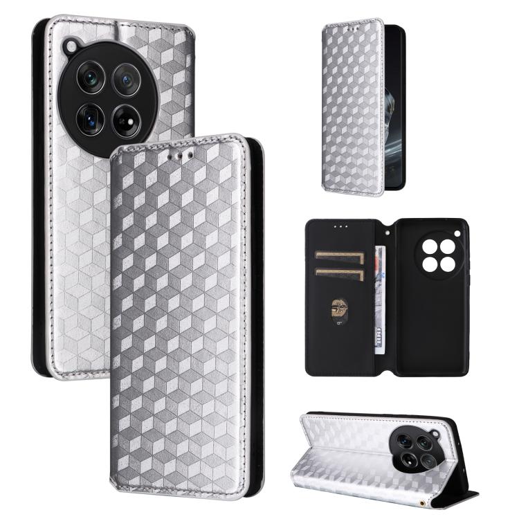 Cubic Grid Texture Flip Leather Phone Case, For OnePlus Ace 3V, For OnePlus Nord CE4, For OnePlus 12R / Ace 3, For OnePlus 12