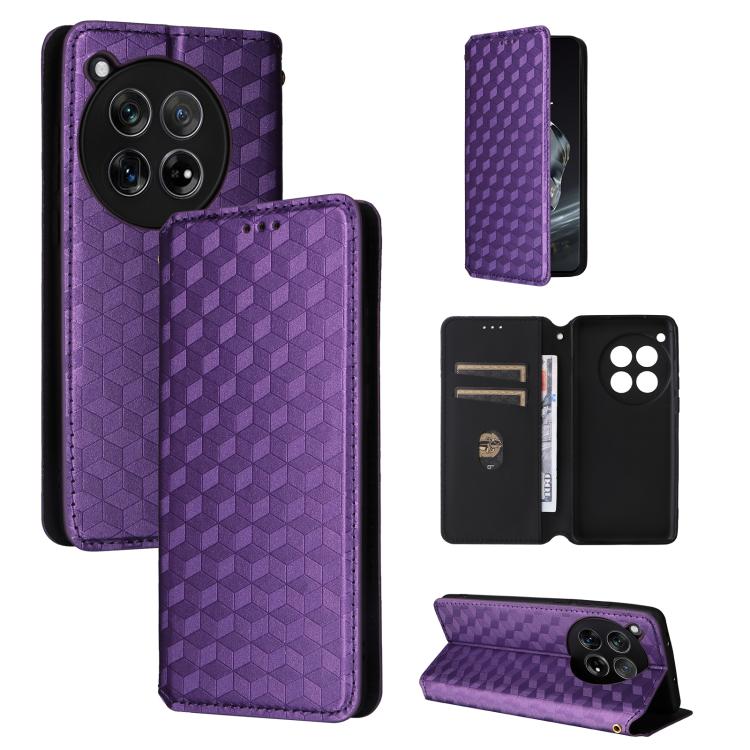 Cubic Grid Texture Flip Leather Phone Case, For OnePlus Ace 3V, For OnePlus Nord CE4, For OnePlus 12R / Ace 3, For OnePlus 12