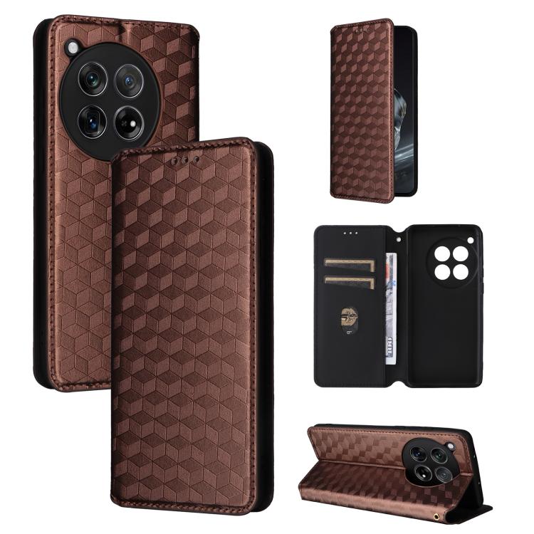 Cubic Grid Texture Flip Leather Phone Case, For OnePlus Ace 3V, For OnePlus Nord CE4, For OnePlus 12R / Ace 3, For OnePlus 12