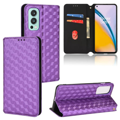 Cubic Grid Texture Flip Leather Phone Case, For OnePlus Nord CE 5G, For OnePlus Nord 2 5G