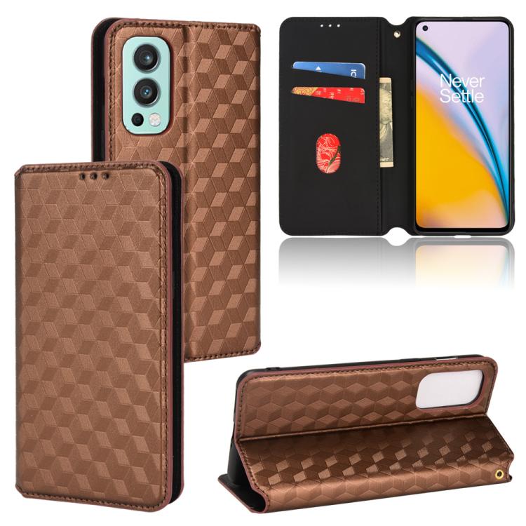 Cubic Grid Texture Flip Leather Phone Case, For OnePlus Nord CE 5G, For OnePlus Nord 2 5G