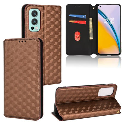 Cubic Grid Texture Flip Leather Phone Case, For OnePlus Nord CE 5G, For OnePlus Nord 2 5G