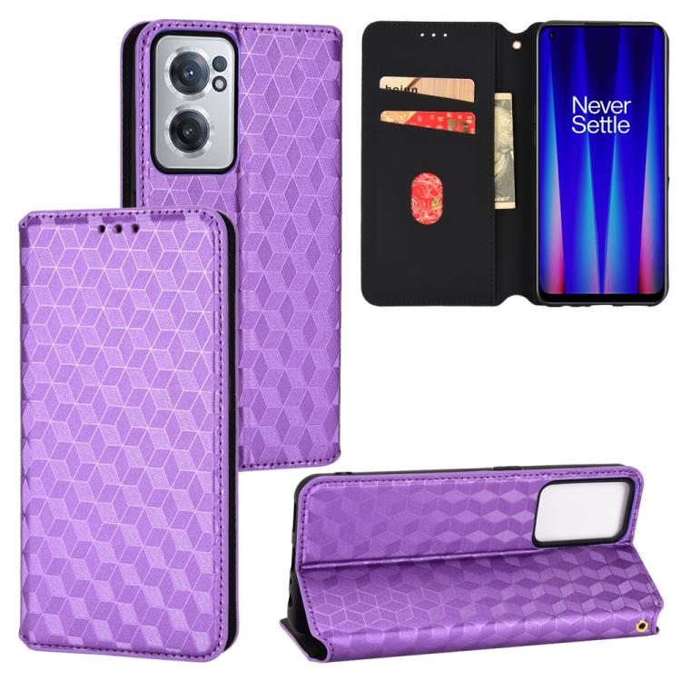 Cubic Grid Texture Flip Leather Phone Case, For OnePlus 11R / OnePlus Ace 2, For OnePlus Nord N300, For OnePlus Nord CE 2 Lite 5G, For OnePlus Nord CE 2 5G