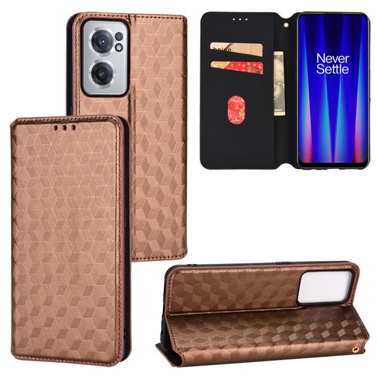 Cubic Grid Texture Flip Leather Phone Case, For OnePlus 11R / OnePlus Ace 2, For OnePlus Nord N300, For OnePlus Nord CE 2 Lite 5G, For OnePlus Nord CE 2 5G