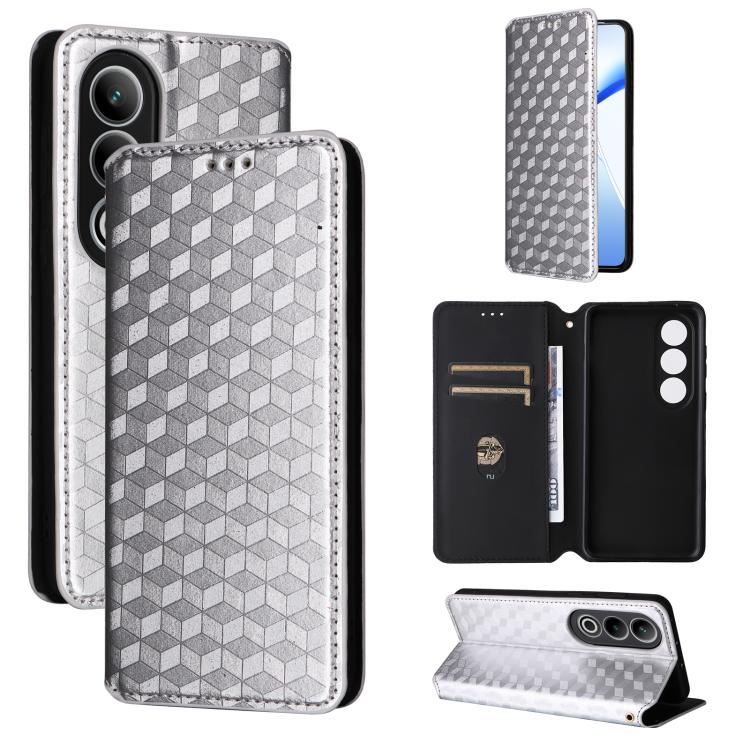 Cubic Grid Texture Flip Leather Phone Case, For OnePlus Ace 3V, For OnePlus Nord CE4, For OnePlus 12R / Ace 3, For OnePlus 12