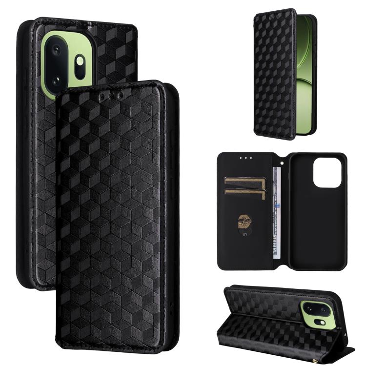 Cubic Grid Texture Flip Leather Phone Case, For OnePlus Turbo 6 / Turbo 6V / Nord 6, For OnePlus 15T 5G, For OnePlus Ace 6 / Ace 6T / 15R, For OnePlus 15