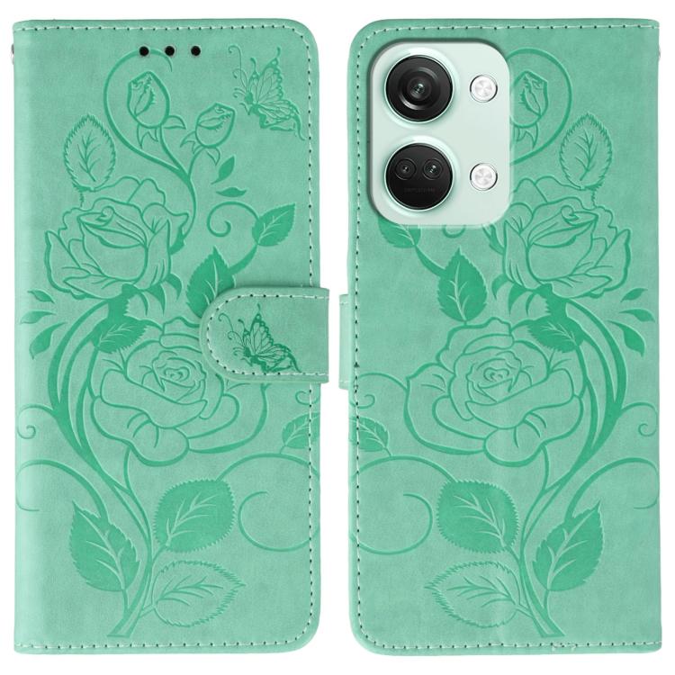 Rose Butterfly Embossed Leather Phone Case, For OnePlus Nord CE4 Lite Global, For OnePlus 12, For OnePlus Nord 3 5G / Ace 2V