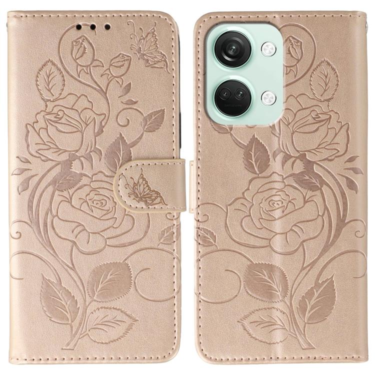 Rose Butterfly Embossed Leather Phone Case, For OnePlus Nord CE4 Lite Global, For OnePlus 12, For OnePlus Nord 3 5G / Ace 2V