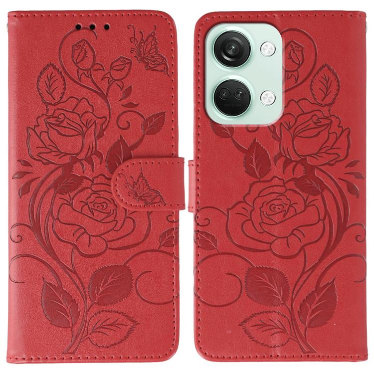 Rose Butterfly Embossed Leather Phone Case, For OnePlus Nord CE4 Lite Global, For OnePlus 12, For OnePlus Nord 3 5G / Ace 2V