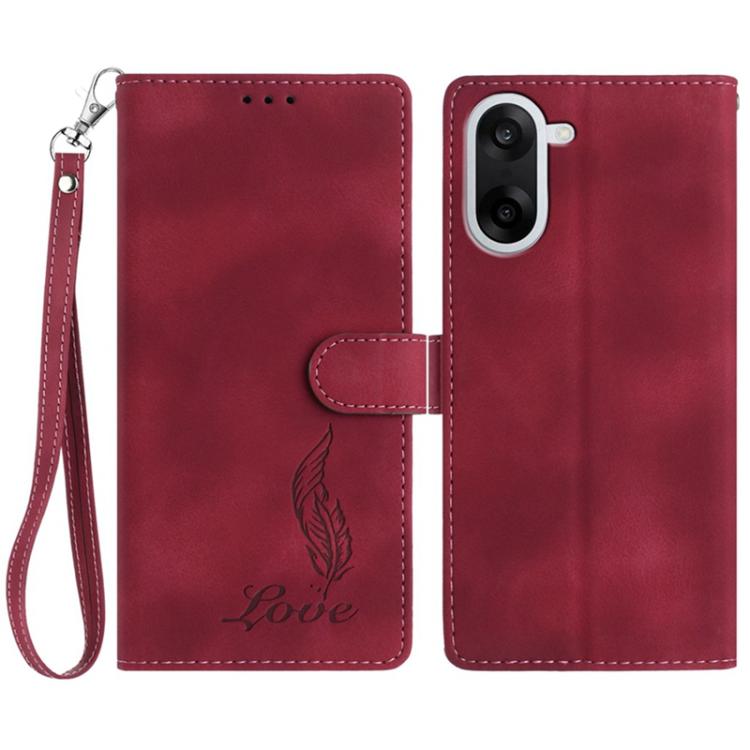 Skin Feel Embossed Feather Leather Phone Case, For OnePlus Nord CE5, For OnePlus 13
