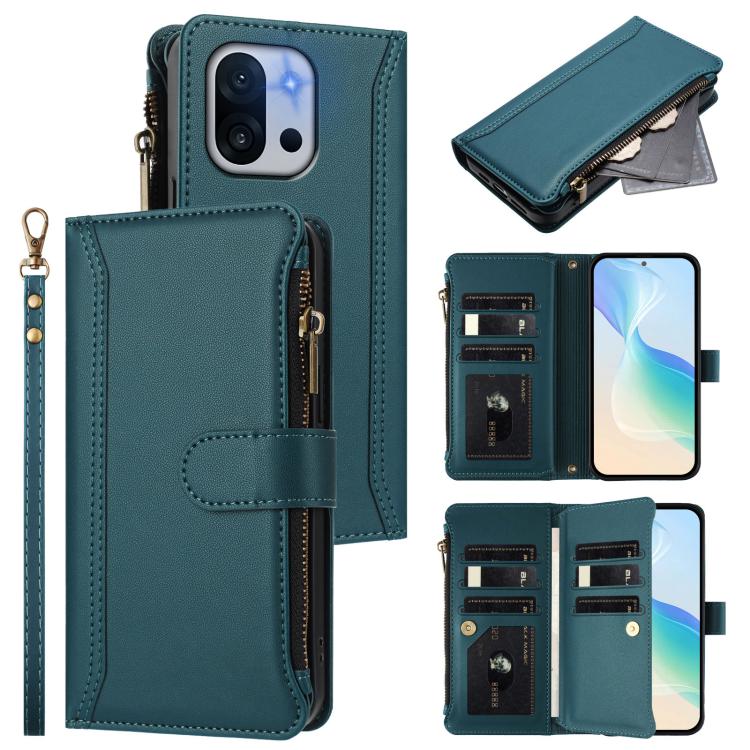Magnetic Closure 9 Card Slots Zipper Leather Case with Hand Strap, For OnePlus Ace 5 Racing, For OnePlus 13T 5G, For OnePlus 13R / Ace 5 Pro 5G, For OnePlus 13