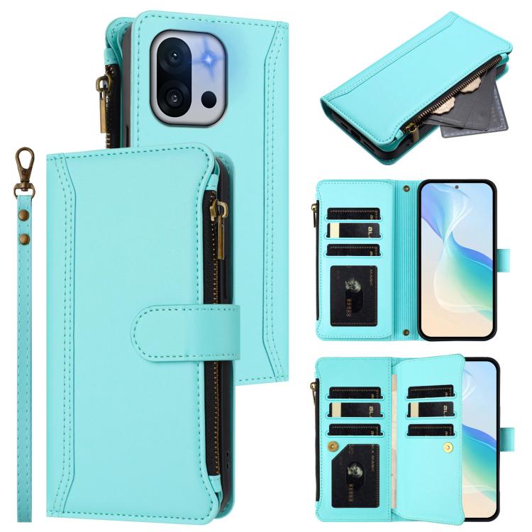 Magnetic Closure 9 Card Slots Zipper Leather Case with Hand Strap, For OnePlus Ace 5 Racing, For OnePlus 13T 5G, For OnePlus 13R / Ace 5 Pro 5G, For OnePlus 13