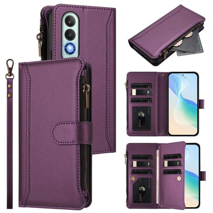 Magnetic Closure 9 Card Slots Zipper Leather Case with Hand Strap, For OnePlus Nord 4 5G Global, For OnePlus Nord CE4 Lite 5G Global, For OnePlus Nord CE 2 Lite 5G, For OnePlus Nord CE4 5G