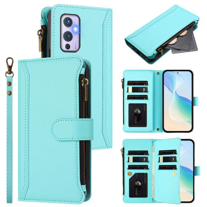 Magnetic Closure 9 Card Slots Zipper Leather Case with Hand Strap, For OnePlus 9R / 8T, For OnePlus Nord 2 5G, For OnePlus 9 Pro, For OnePlus 9