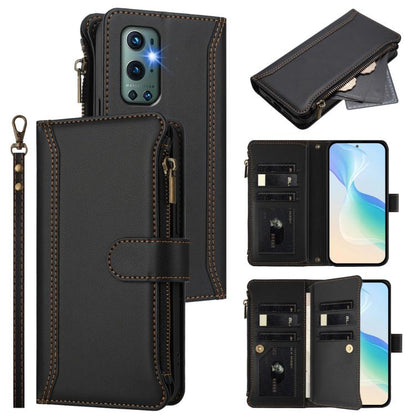 Magnetic Closure 9 Card Slots Zipper Leather Case with Hand Strap, For OnePlus 9R / 8T, For OnePlus Nord 2 5G, For OnePlus 9 Pro, For OnePlus 9