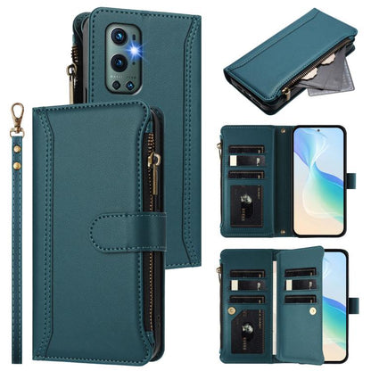 Magnetic Closure 9 Card Slots Zipper Leather Case with Hand Strap, For OnePlus 9R / 8T, For OnePlus Nord 2 5G, For OnePlus 9 Pro, For OnePlus 9