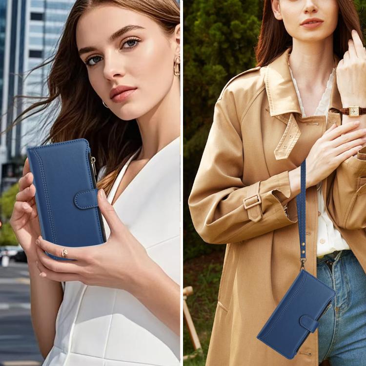 Magnetic Closure 9 Card Slots Zipper Leather Case with Hand Strap, For OnePlus 9R / 8T, For OnePlus Nord 2 5G, For OnePlus 9 Pro, For OnePlus 9