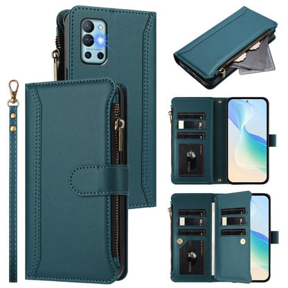 Magnetic Closure 9 Card Slots Zipper Leather Case with Hand Strap, For OnePlus 9R / 8T, For OnePlus Nord 2 5G, For OnePlus 9 Pro, For OnePlus 9