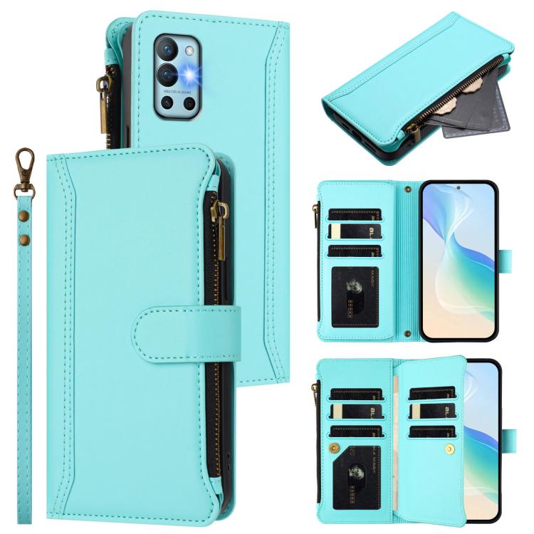 Magnetic Closure 9 Card Slots Zipper Leather Case with Hand Strap, For OnePlus 9R / 8T, For OnePlus Nord 2 5G, For OnePlus 9 Pro, For OnePlus 9