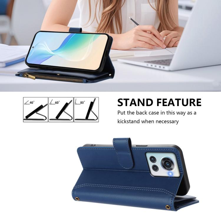 Magnetic Closure 9 Card Slots Zipper Leather Case with Hand Strap, For OnePlus 10R / Ace, For OnePlus Nord CE 2 5G, For OnePlus 10 Pro 5G, For OnePlus Nord N200 5G