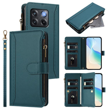 Magnetic Closure 9 Card Slots Zipper Leather Case with Hand Strap, For OnePlus 11, For OnePlus Nord N300, For OnePlus 10T 5G Global, For OnePlus Nord 2T