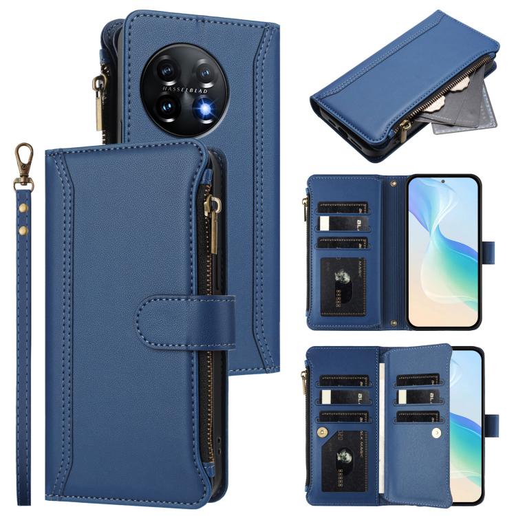 Magnetic Closure 9 Card Slots Zipper Leather Case with Hand Strap, For OnePlus 11, For OnePlus Nord N300, For OnePlus 10T 5G Global, For OnePlus Nord 2T