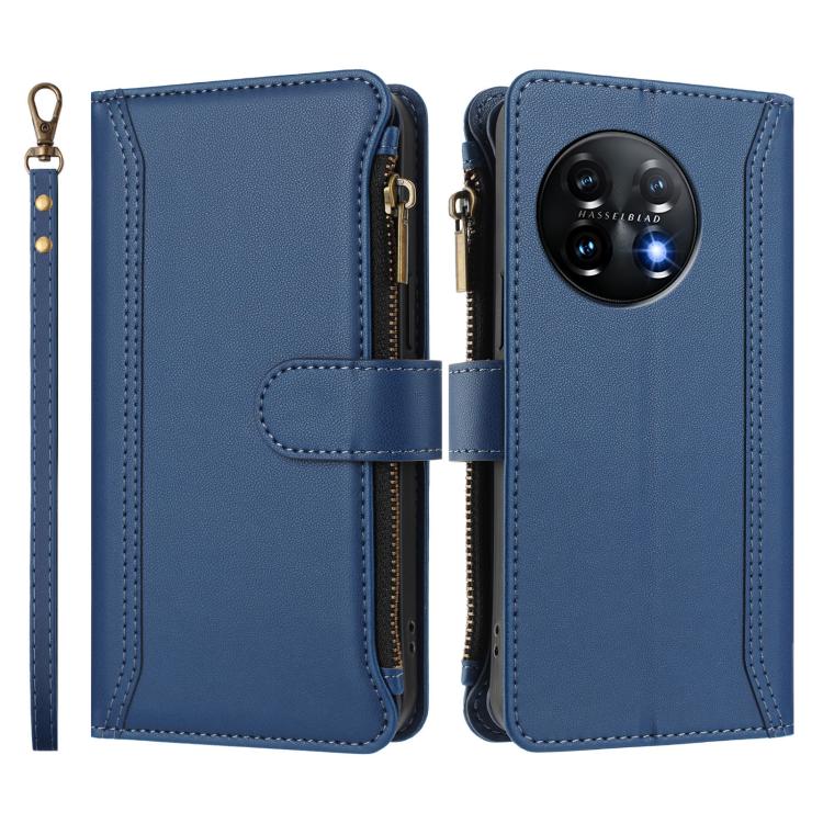 Magnetic Closure 9 Card Slots Zipper Leather Case with Hand Strap, For OnePlus 11, For OnePlus Nord N300, For OnePlus 10T 5G Global, For OnePlus Nord 2T