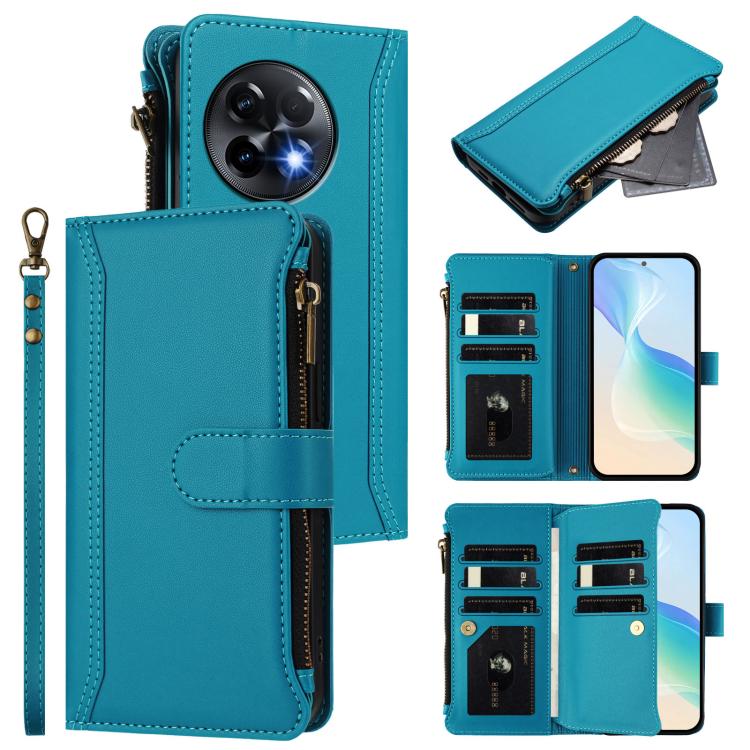 Magnetic Closure 9 Card Slots Zipper Leather Case with Hand Strap, For OnePlus Nord CE3 5G India, For OnePlus Nord CE 3 Lite 5G, For OnePlus Nord 3 / Ace 2V, For OnePlus 11R 5G Global
