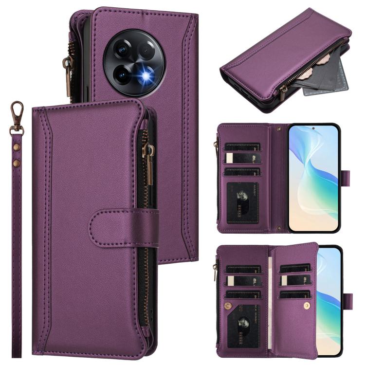 Magnetic Closure 9 Card Slots Zipper Leather Case with Hand Strap, For OnePlus Nord CE3 5G India, For OnePlus Nord CE 3 Lite 5G, For OnePlus Nord 3 / Ace 2V, For OnePlus 11R 5G Global