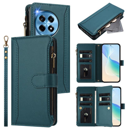 Magnetic Closure 9 Card Slots Zipper Leather Case with Hand Strap, For OnePlus Nord N30 SE 5G, For OnePlus 12R 5G Global, For OnePlus 12 5G Global, For OnePlus Ace 2 Pro 5G