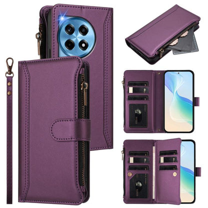 Magnetic Closure 9 Card Slots Zipper Leather Case with Hand Strap, For OnePlus Nord N30 SE 5G, For OnePlus 12R 5G Global, For OnePlus 12 5G Global, For OnePlus Ace 2 Pro 5G
