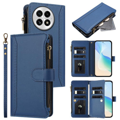 Magnetic Closure 9 Card Slots Zipper Leather Case with Hand Strap, For OnePlus Ace 5 Racing, For OnePlus 13T 5G, For OnePlus 13R / Ace 5 Pro 5G, For OnePlus 13