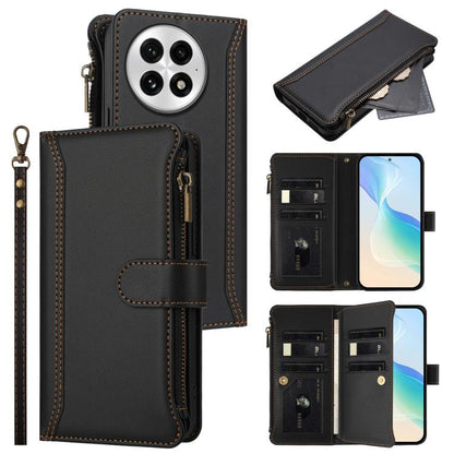 Magnetic Closure 9 Card Slots Zipper Leather Case with Hand Strap, For OnePlus Ace 5 Racing, For OnePlus 13T 5G, For OnePlus 13R / Ace 5 Pro 5G, For OnePlus 13