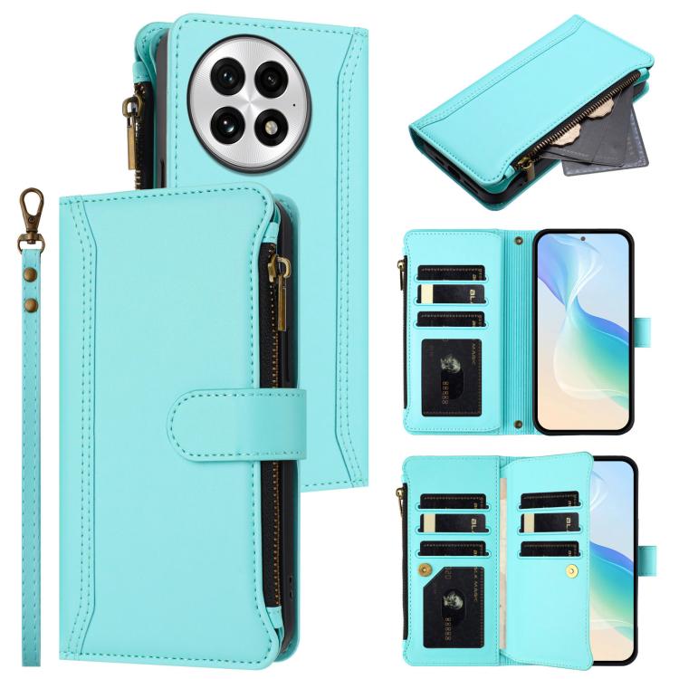 Magnetic Closure 9 Card Slots Zipper Leather Case with Hand Strap, For OnePlus Ace 5 Racing, For OnePlus 13T 5G, For OnePlus 13R / Ace 5 Pro 5G, For OnePlus 13