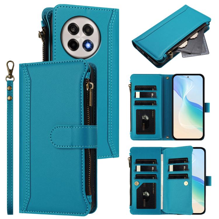 Magnetic Closure 9 Card Slots Zipper Leather Case with Hand Strap, For OnePlus Ace 5 Racing, For OnePlus 13T 5G, For OnePlus 13R / Ace 5 Pro 5G, For OnePlus 13